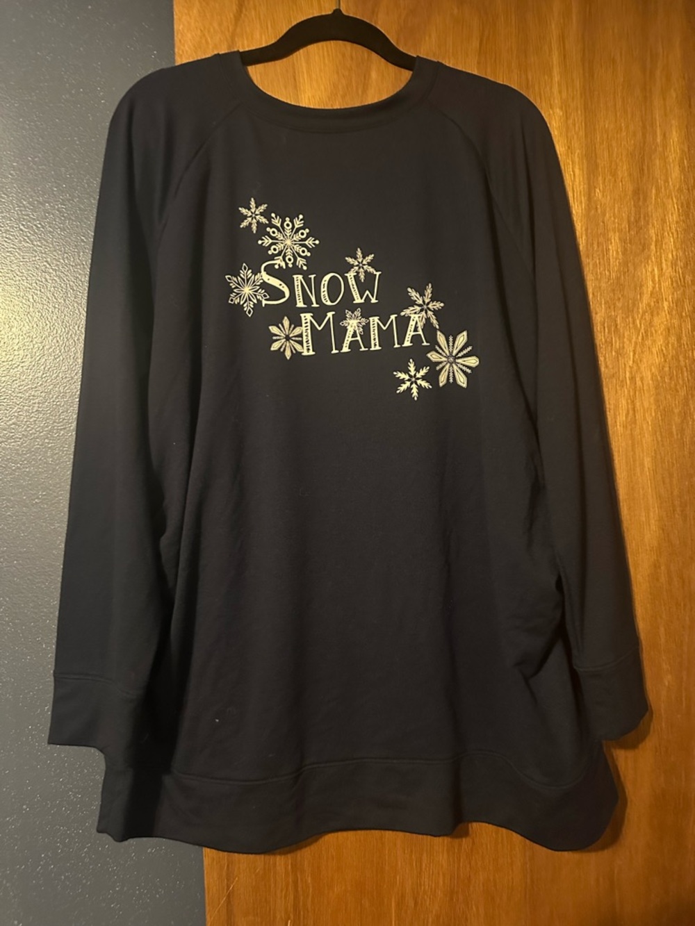Maternity Snow Mama Navy Graphic Sweatshirt